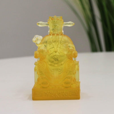 Glass God of Wealth Statue - Cai Shen Fortune Ornament