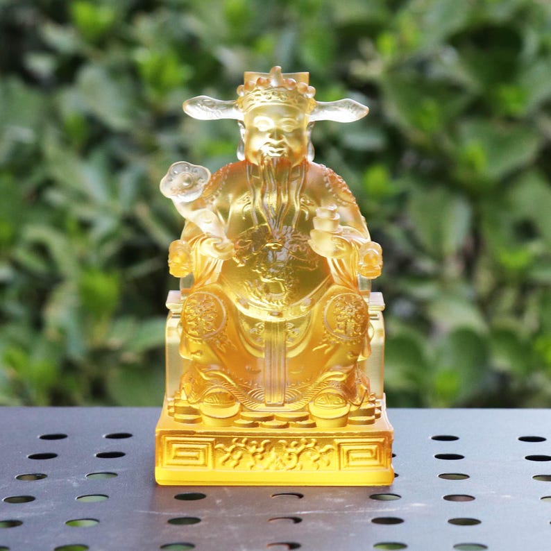 Glass God of Wealth Statue - Cai Shen Fortune Ornament