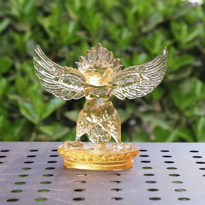 Glass Garuda Buddha Statue: Amber Tibetan Ornament
