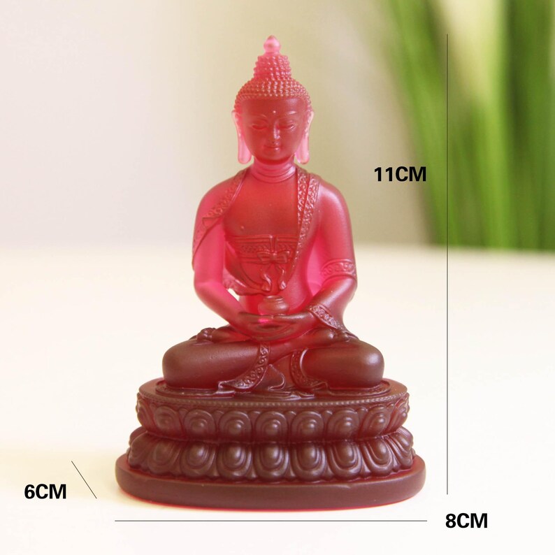 Glass Amitabha Buddha Statue: Handmade Temple Desktop Ornament