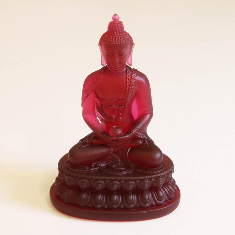 Glass Amitabha Buddha Statue: Handmade Temple Desktop Ornament