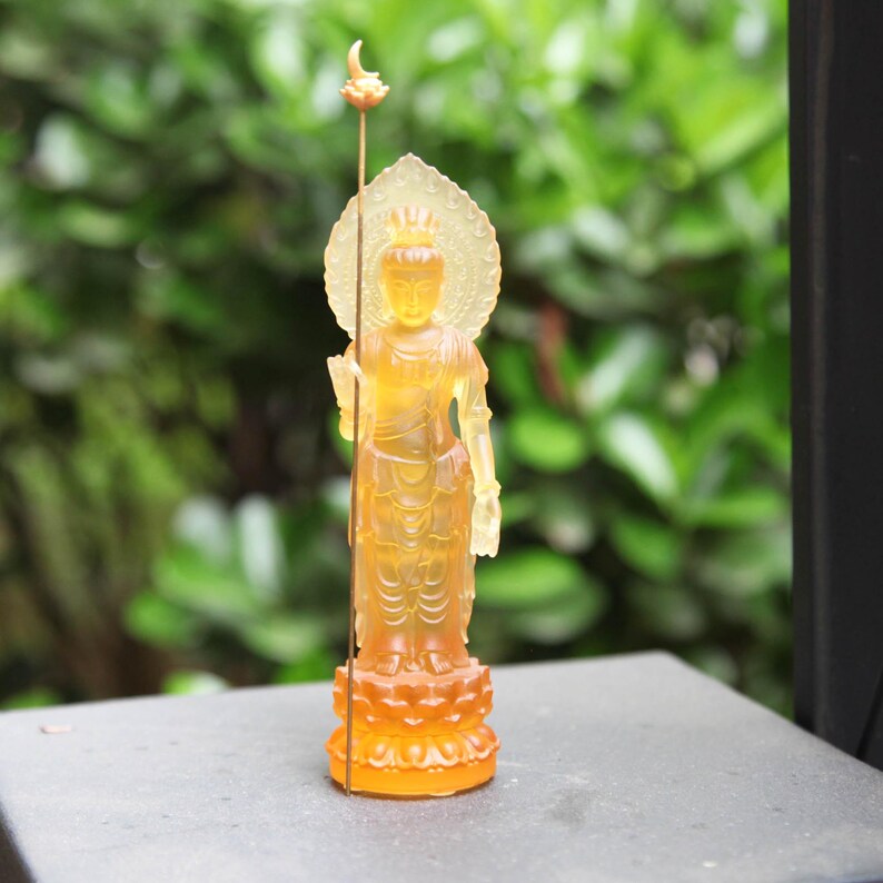 Statue de Bouddha en Verre Faite Main : Ornement Saints Orientaux (13cm)