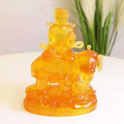Resin handmade Samantabhadra Buddha Statue Ornaments, Home Buddhist Temple Offering Crafts Ornaments, Mount Elephant