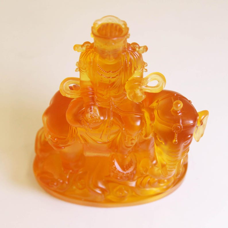 Resin handmade Samantabhadra Buddha Statue Ornaments, Home Buddhist Temple Offering Crafts Ornaments, Mount Elephant