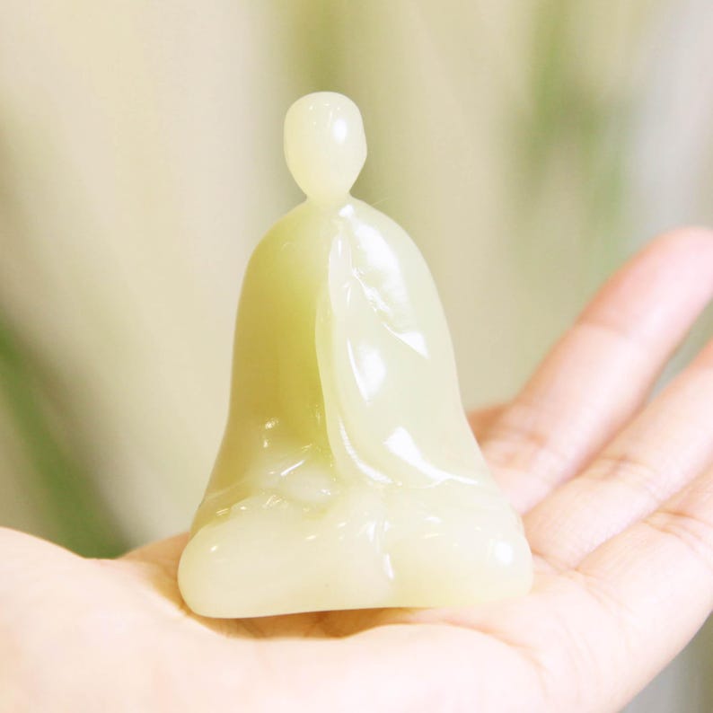 Statue de Bouddha de Jade, Base en Résine, Ornements de Bureau pour Salon, Décoration Chinoise Zen pour Porche et Bureau, Cadeau de Pendaison de Crémaillère