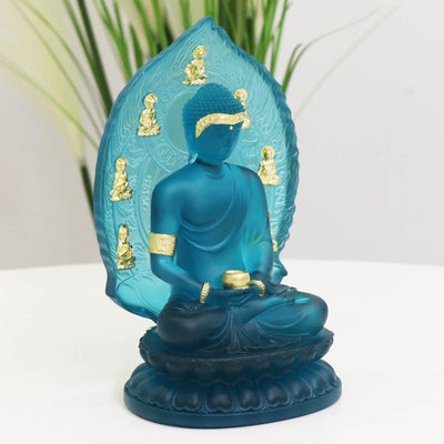 Lake Blue Glass Medicine Buddha Statue: Buddhist Temple Decor