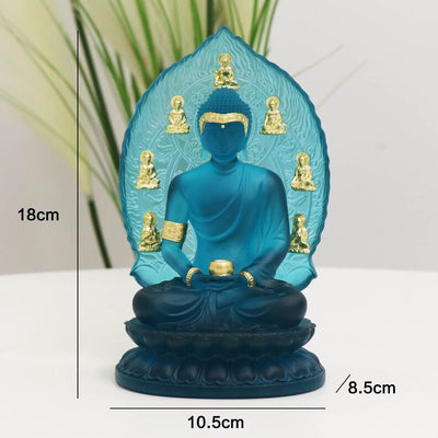 Lake Blue Glass Medicine Buddha Statue: Buddhist Temple Decor