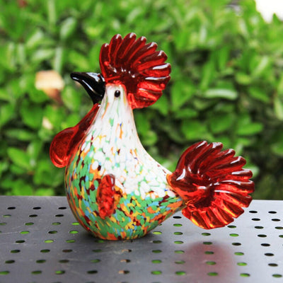 Colored Glass Rooster Ornament: Spicy Chicken Doll
