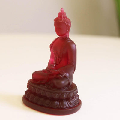 Glass Amitabha Buddha Statue: Handmade Temple Desktop Ornament