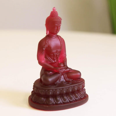 Glass Amitabha Buddha Statue: Handmade Temple Desktop Ornament