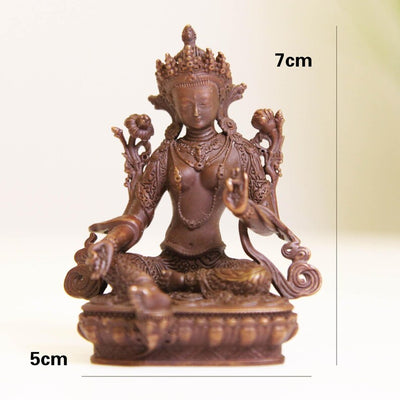 Handmade Copper Green Tara Buddha Statue: Buddhist Ornament