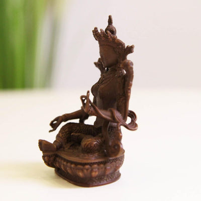 Handmade Copper Green Tara Buddha Statue: Buddhist Ornament