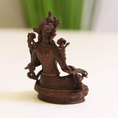 Handmade Copper Green Tara Buddha Statue: Buddhist Ornament