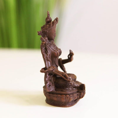 Handmade Copper Green Tara Buddha Statue: Buddhist Ornament