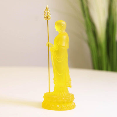 Resin Glass Ksitigarbha Bodhisattva Statue: Home Temple Decor (6.22 inch)