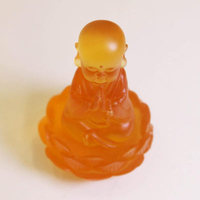 Resin Baby Buddha Statue: Amber Tone Home Altar Decor