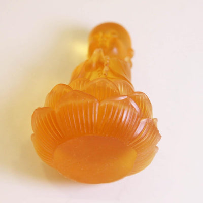 Resin Baby Buddha Statue: Amber Tone Home Altar Decor
