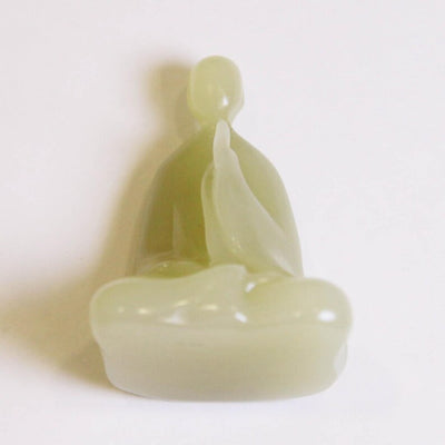 Jade Buddha Statue, Resin Base, Home Living Room Desktop Ornaments, Chinese Zen Porch Study Room Decoration, Housewarming Gift