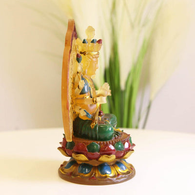 Hand-Painted Liuli Glass Guanyin Bodhisattva Statue: Devotional Altar Art