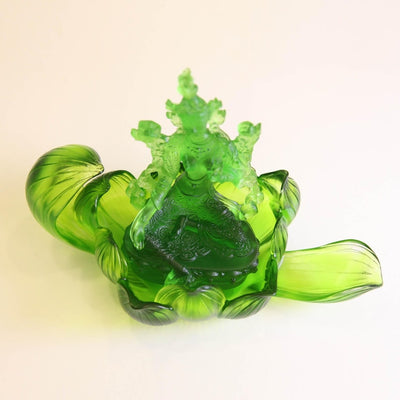 Green Tara Buddha Statue: Liuli Lotus Zen Ornament