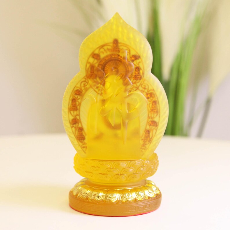 Resin Amitabha Buddha Statue, Home Living Room Worship Buddhist, Temple Three Treasures Buddha To Protect Peace Ornaments
