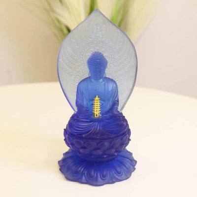 Resin Medicine Buddha Statue: Gold Gilded Buddhist Temple Offering