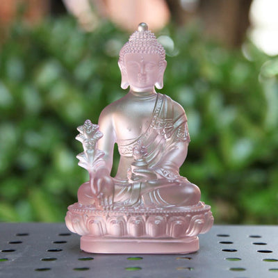Handmade Glass Medicine Buddha Statue: Home Decor Gift