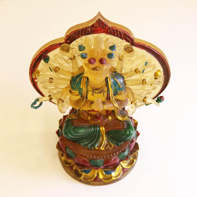 Hand-Painted Liuli Glass Guanyin Bodhisattva Statue: Devotional Altar Art