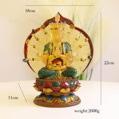 Hand-Painted Liuli Glass Guanyin Bodhisattva Statue: Devotional Altar Art