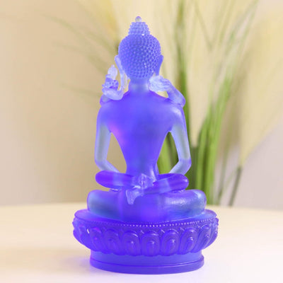 Liuli Glass Samantabhadra Buddha Statue: Tibetan Yab-Yum Altar Sculpture (22cm)