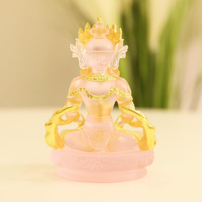 Liuli Glass Amitayus Buddha Statue: Tibetan Altar Decor