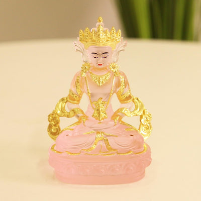 Liuli Glass Amitayus Buddha Statue: Tibetan Altar Decor