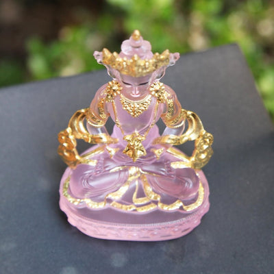 Liuli Glass Amitayus Buddha Statue: Tibetan Altar Decor