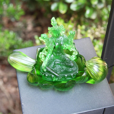 Green Tara Buddha Statue: Liuli Lotus Zen Ornament