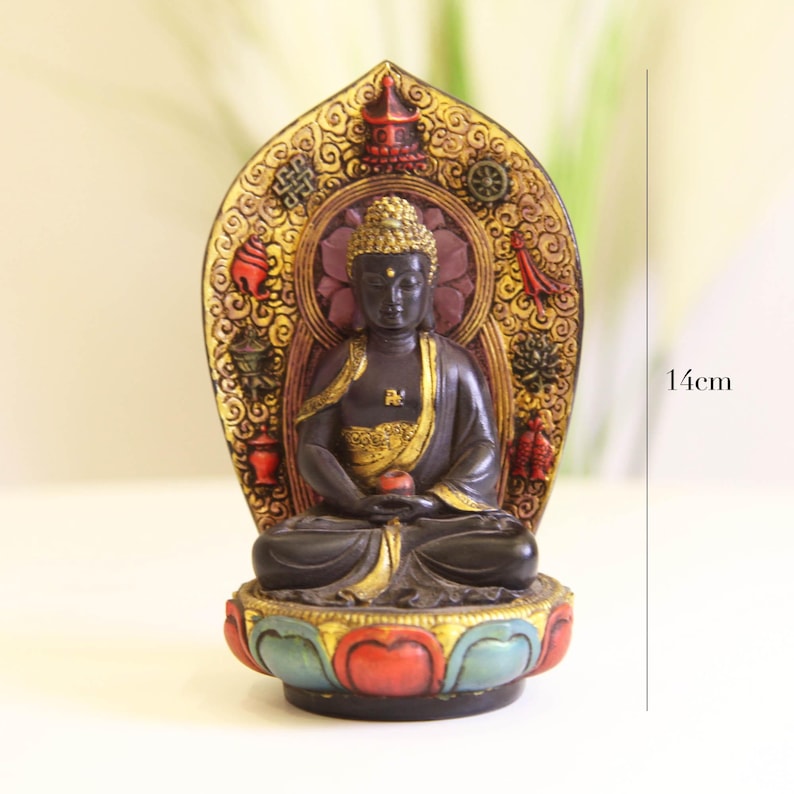Glass Sakyamuni Buddha Statue: Hand-Painted Medicine Buddha Decor