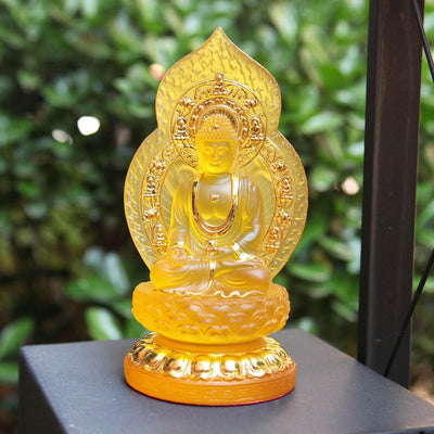Resin Amitabha Buddha Statue, Home Living Room Worship Buddhist, Temple Three Treasures Buddha To Protect Peace Ornaments