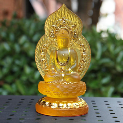 Resin Amitabha Buddha Statue, Home Living Room Worship Buddhist, Temple Three Treasures Buddha To Protect Peace Ornaments