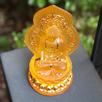 Resin Amitabha Buddha Statue, Home Living Room Worship Buddhist, Temple Three Treasures Buddha To Protect Peace Ornaments