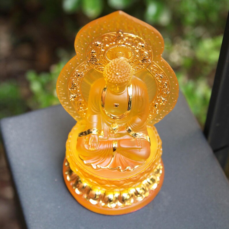 Resin Amitabha Buddha Statue, Home Living Room Worship Buddhist, Temple Three Treasures Buddha To Protect Peace Ornaments