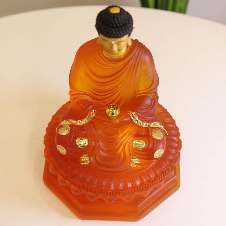 Statue de Bouddha Sakyamuni en résine, artisanat d'offrande de bon augure, ornements, statue de Bouddha Tathagata de Lingshan