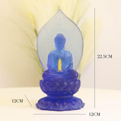 Resin Medicine Buddha Statue: Gold Gilded Buddhist Temple Offering