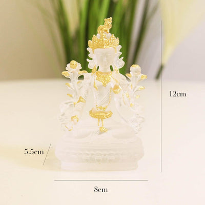 Gilded White Tara Statue: Buddhist Altar Ornament