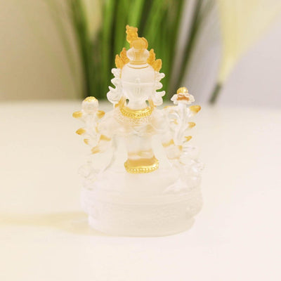 Gilded White Tara Statue: Buddhist Altar Ornament