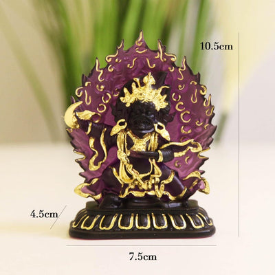 Guardian of Abundance: Two-Armed Mahakala Glass Statue - A Powerful Altar Centerpiece for Home Blessings