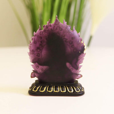 Guardian of Abundance: Two-Armed Mahakala Glass Statue - A Powerful Altar Centerpiece for Home Blessings