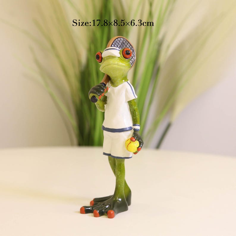 Tennis Frog Statue - Nordic Style Resin Sculpture for Home & Garden Decor