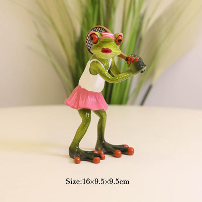 Tennis Frog Statue - Nordic Style Resin Sculpture for Home & Garden Decor