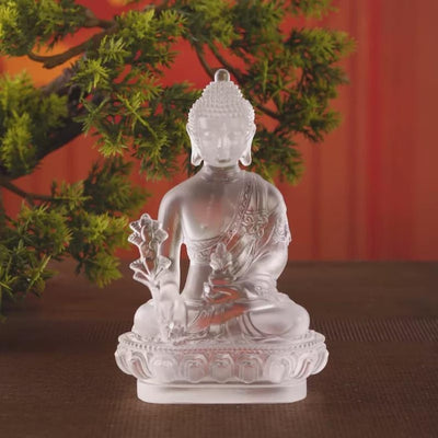 Handmade Glass Medicine Buddha Statue: Home Decor Gift
