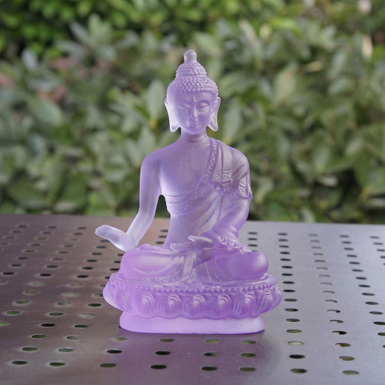 Ancient Liuli Medicine Buddha Seven Buddhas Statue Set – Tibetan Esoteric Bhaisajyaguru Glass Figurine, Home Altar Worship & Spiritual Decor