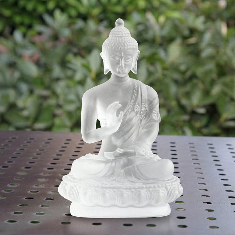 Ancient Liuli Medicine Buddha Seven Buddhas Statue Set – Tibetan Esoteric Bhaisajyaguru Glass Figurine, Home Altar Worship & Spiritual Decor